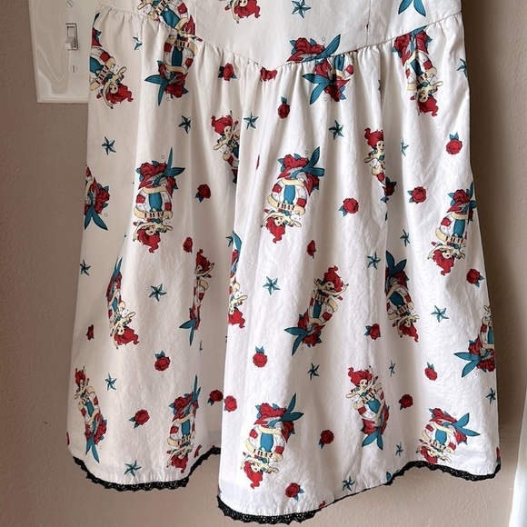 DISNEY Ariel Tattoo Print Sleeveless V-Neck Rockabilly Dress - Picture 8 of 12
